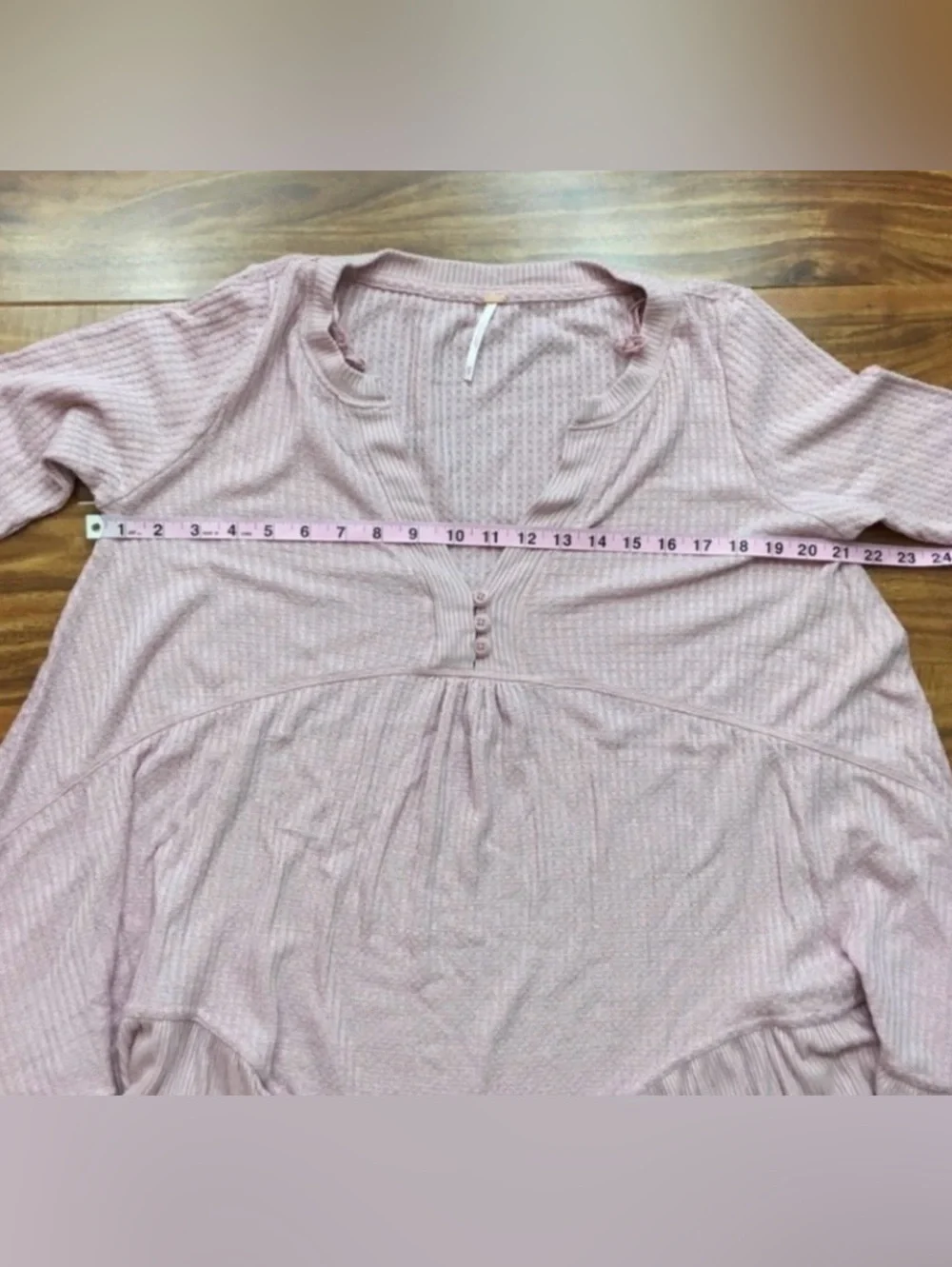 Free People Womens Pink Blush Waffle Knit Tiered Tunic XS Cottagecore Coastal